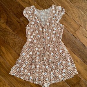 La Hearts Brown and White Bodysuit One Piece